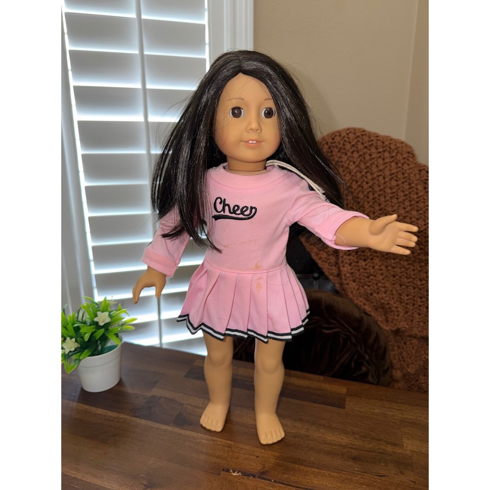 American Girl Doll Pleasant Company Brown Eyes Dark Hair Cheer Outfit AS IS TLC